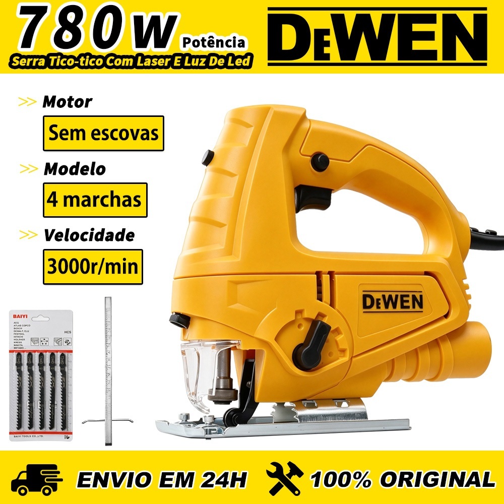 780W Professional Jigsaw with 3000 RPM and Auxiliary Laser for Pro Euro Cutting