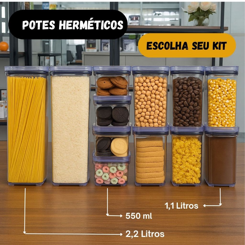 Escolha Seu Potes Herméticos para Mantimentos de Cozinha Alimentos Armário Acrílico Plástico New - Plastutti - Moderno!!