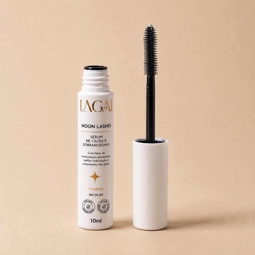Sérum para Crescimento de Cílios e Sobrancelhas Fortalecedor 10ml Moon Lashes, Lagai Cosméticos