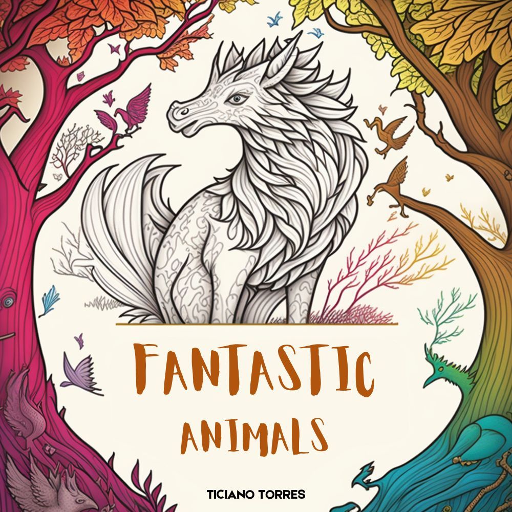 Animales fantásticos, libro de niños para colorear