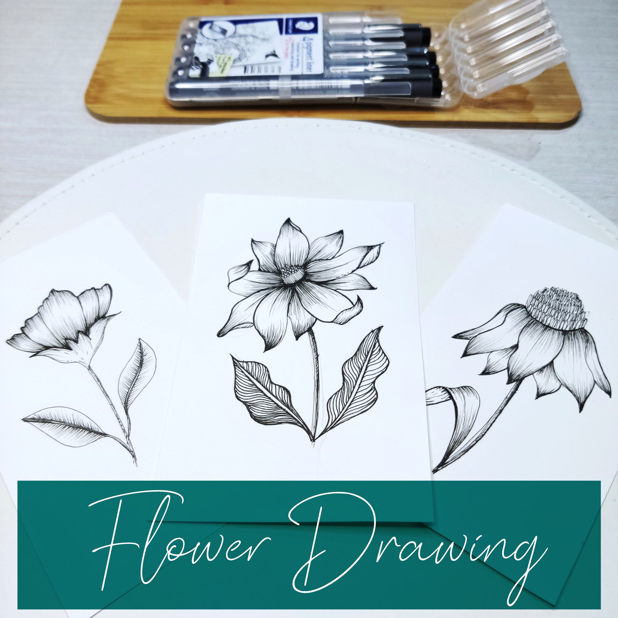 Learn to draw flowers: How to draw a Botanical Line Drawing Floral Illustration