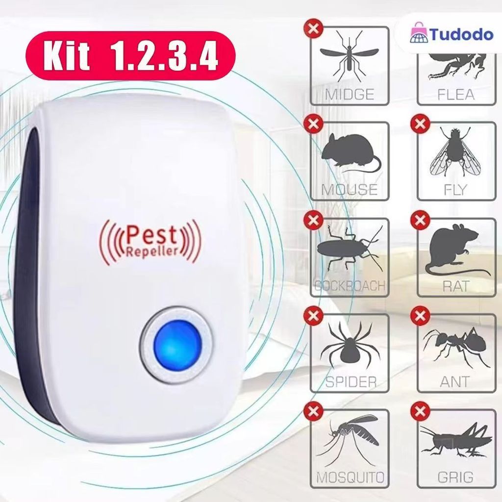Electronic ultrasonic mosquito repellent, repels flies, cockroaches, bats and rats, dual voltage