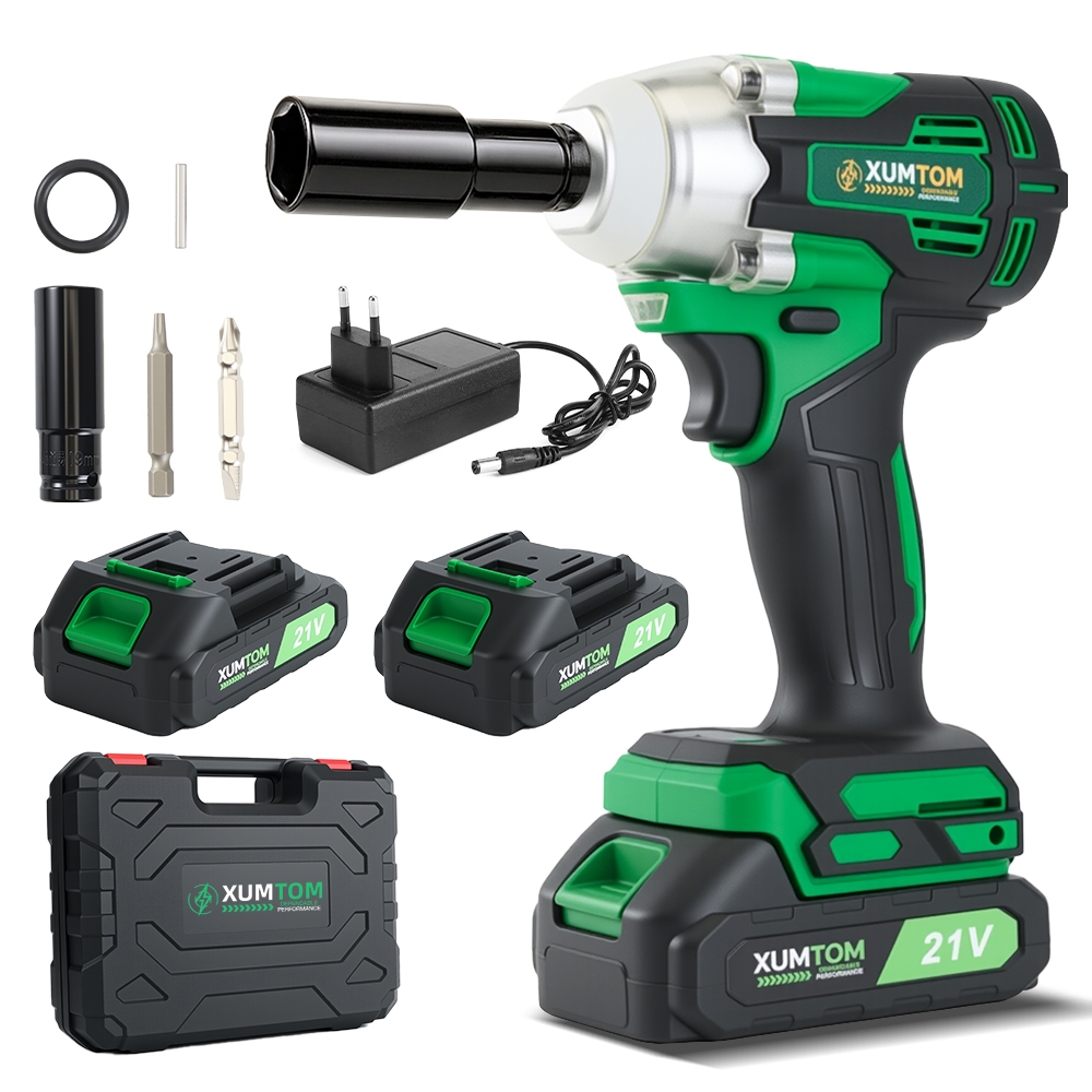 Chave De Impacto Elétrica 450NM Parafusadeira Furadeira Motor Brushless Com Maleta 2 Bateria 21V Dual voltage