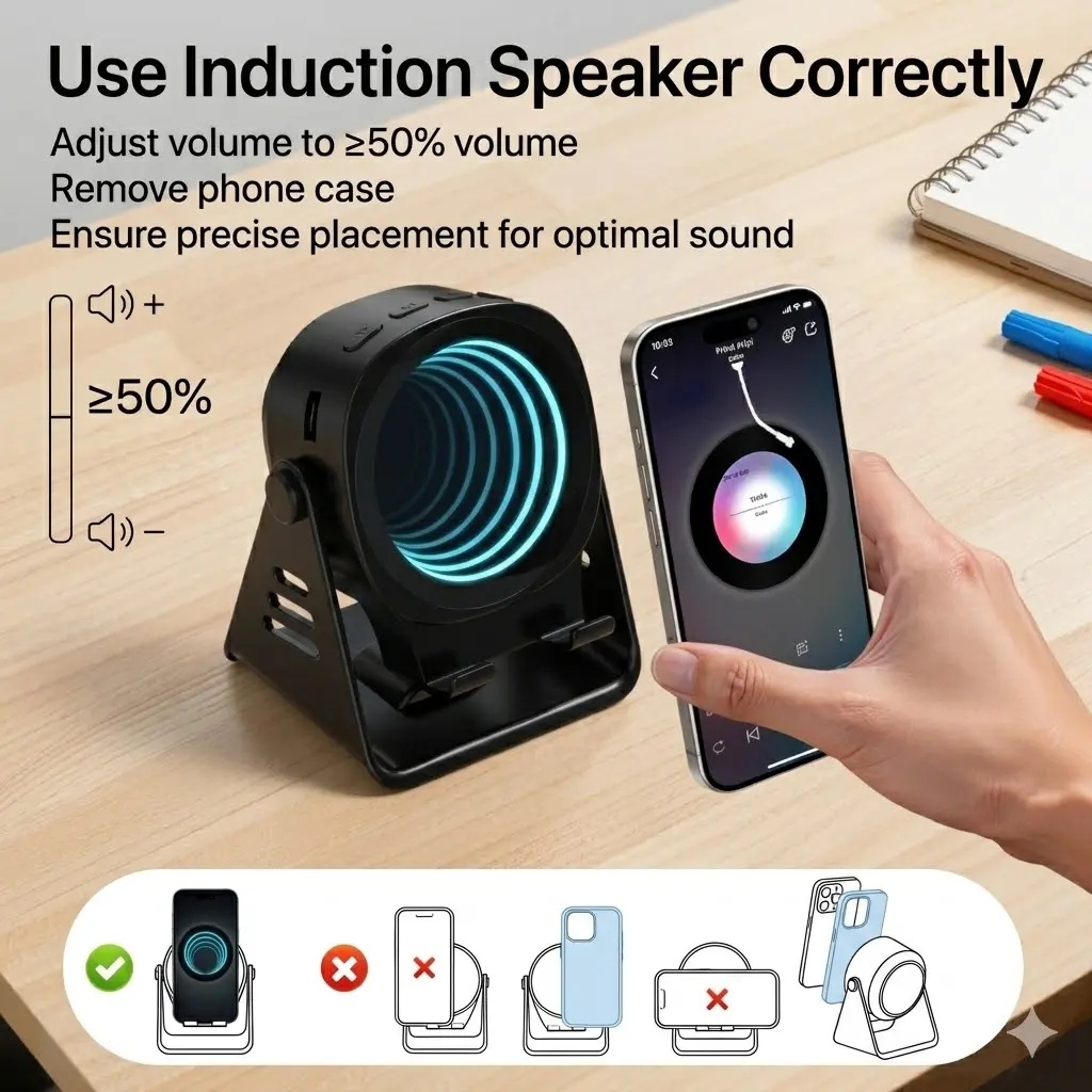 Suporte de Carregador Sem Fio 7 em 1 com Caixa de Som, Suporte Giratório 360° para Celular/Tablet com Controle Remoto e