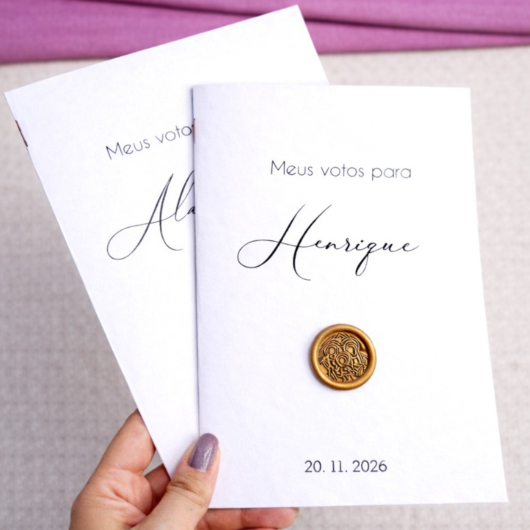 Par de Caderno de Votos Casamento com Lacre de Cera - 
