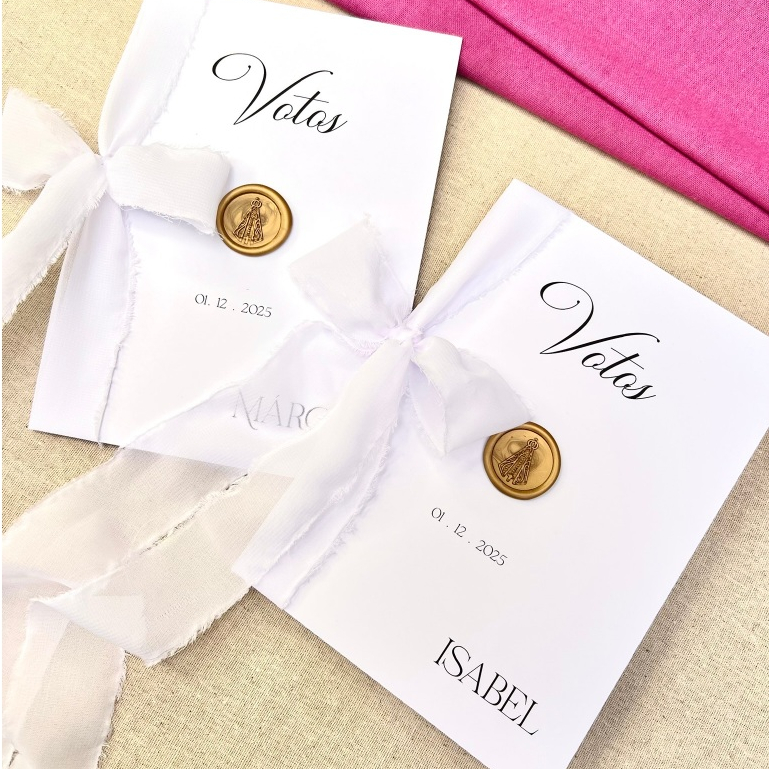 Par de Caderno de Votos Casamento com Lacre de Cera e Fita Chiffon -  ENVIO NO MESMO DIA