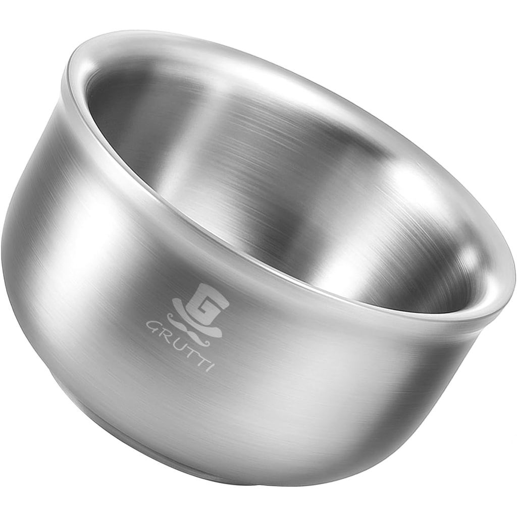 GRUTTI Stainless Steel Shaving Bowl, 4.13 Inch (10.5cm) Rust-Free Shaving Soap Dish, Easy to Clean Sustainable Shaving B