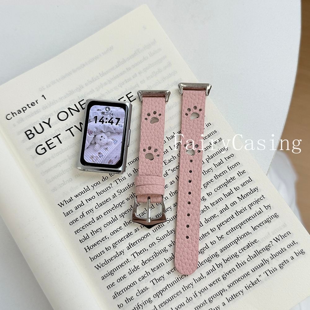 Pulseira De Couro Com Garras De Cachorro Ocas , Adequada Para Huawei Band 11 10 9 8 NFC Watch Fit3 Fit4 5 , Tiras Padrão