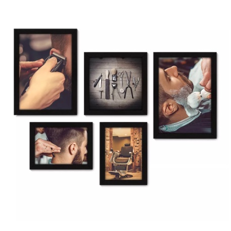 Quadros decorativos 5 peças - Barbearia - Barber Shop - Corte cabelo masculino  Visu =  21 lindo pro