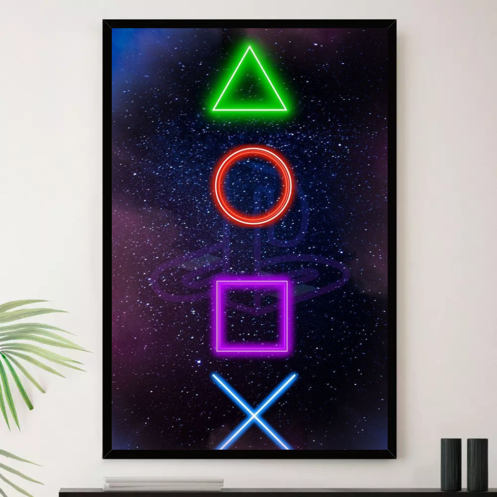 Quadro Botões Video Game Pro Player Decorativo A3 35x45cm