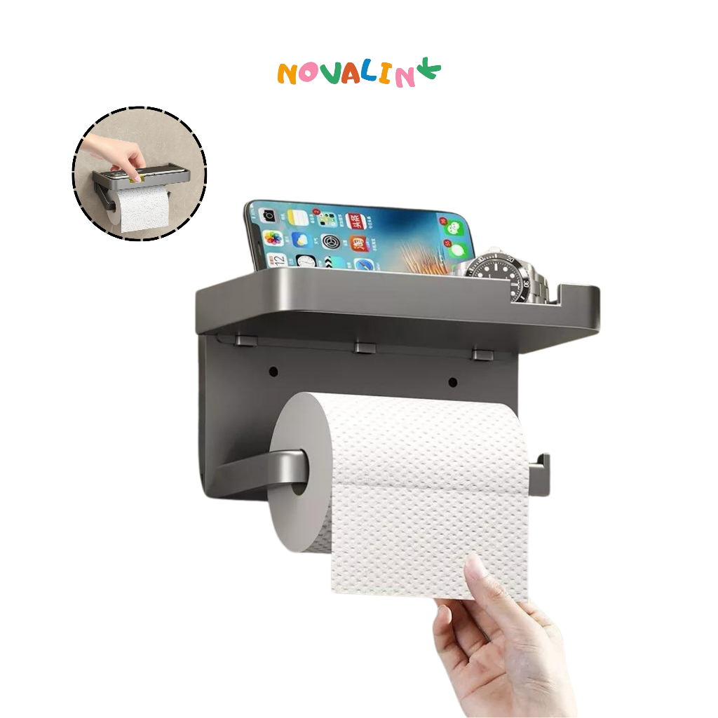 Suporte Papel Higiênico Premium Apoio Para Celular de Banheiro
