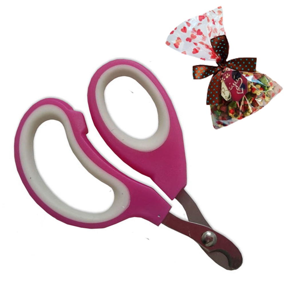 Cortador Tesoura Unha Pet Câes Gatos Rosa +  Plaquinha de Identificação com o nome e telefone