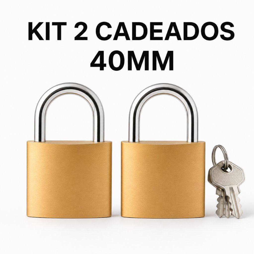 2 Cadeado 40mm Reforçado de Alta Segurança Tamanho Médio Com 3 Chaves