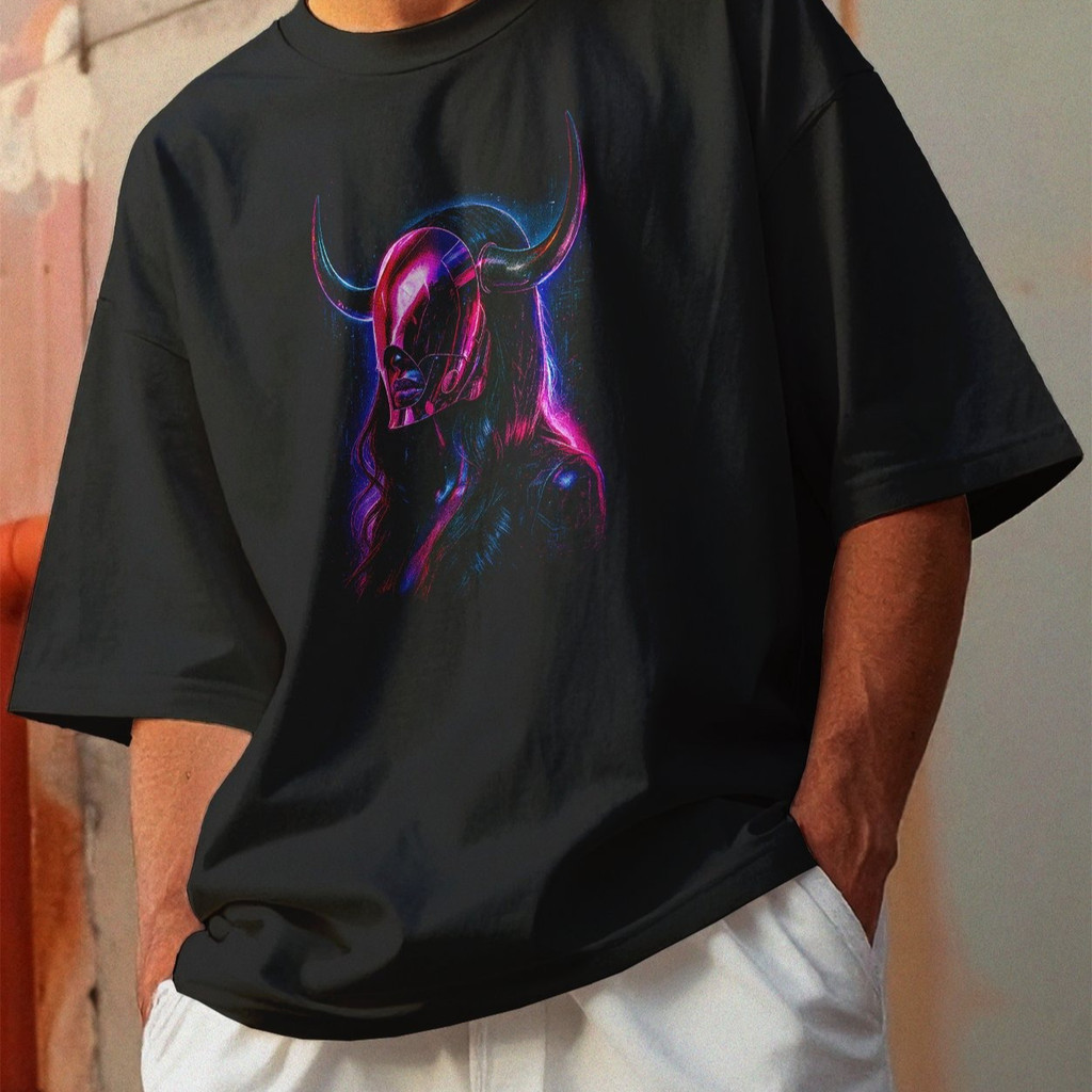 Camiseta Oversized Gola Alta Streetwear Algodão Estilo Urbano Treino Casual Preto Estamp Todas Ocasiões CYBERPUNK 62