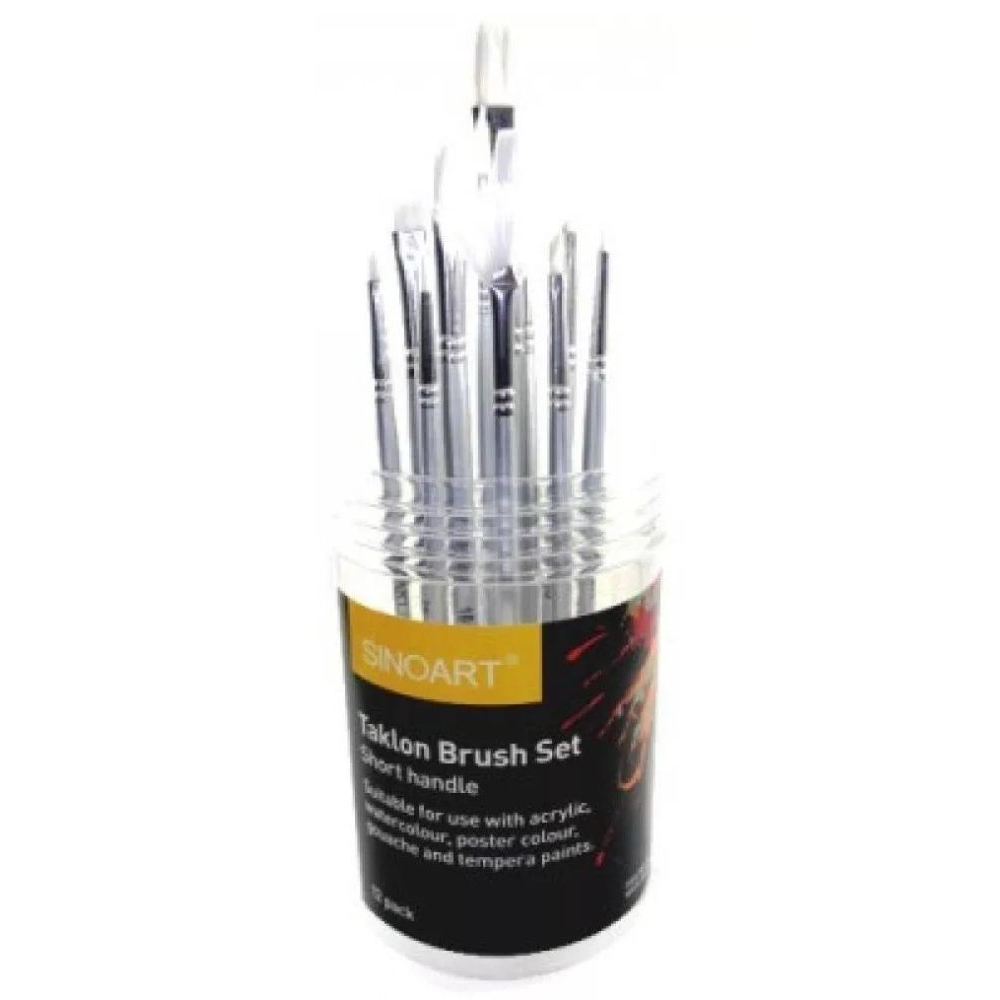 Kit 12 Pincéis Sinoart SFB0198 Taklon Brush Set