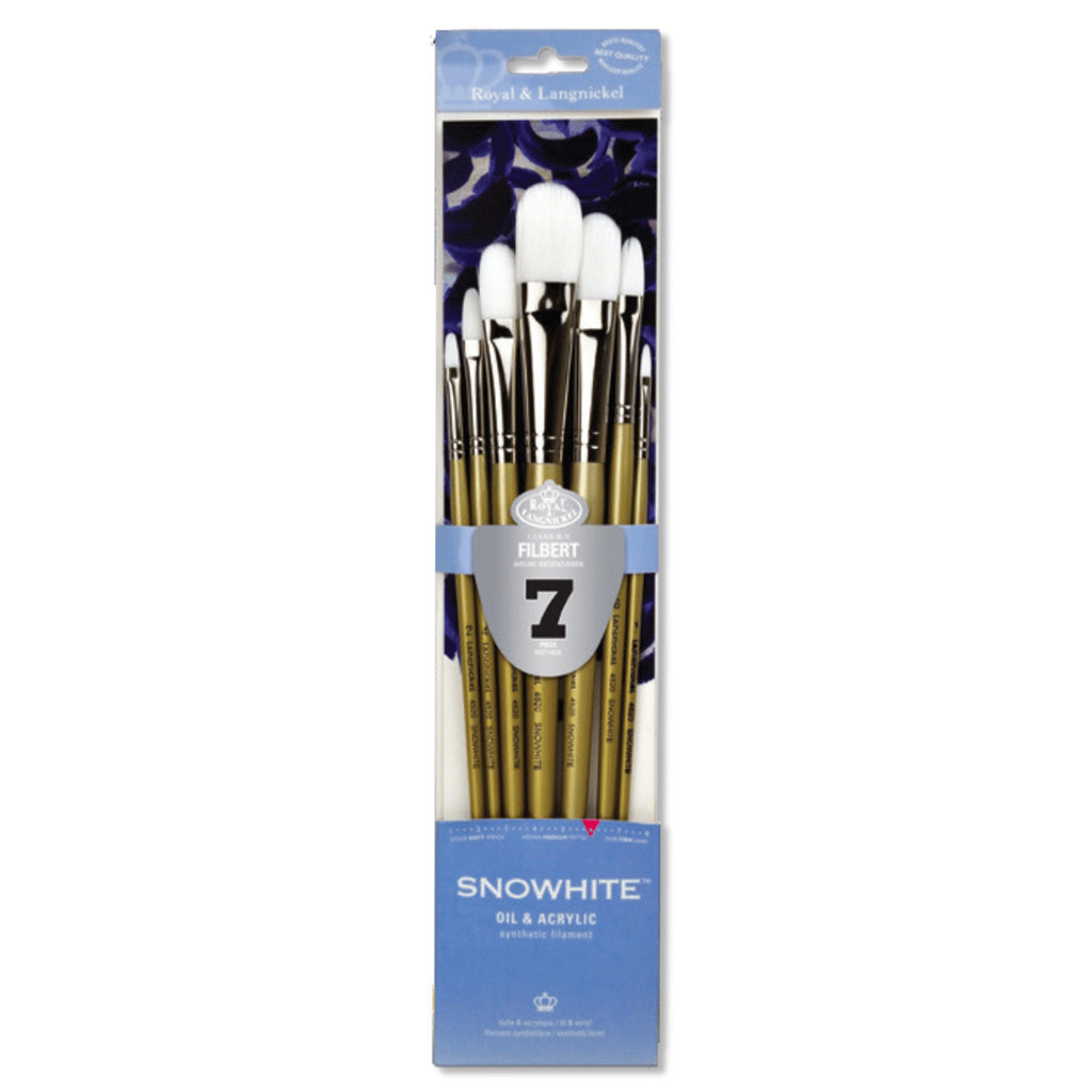 Kit Pinceis Cerda Branca com 7 Peças Snowhite Brush Sets Royal e Langnickel - Rset-4520