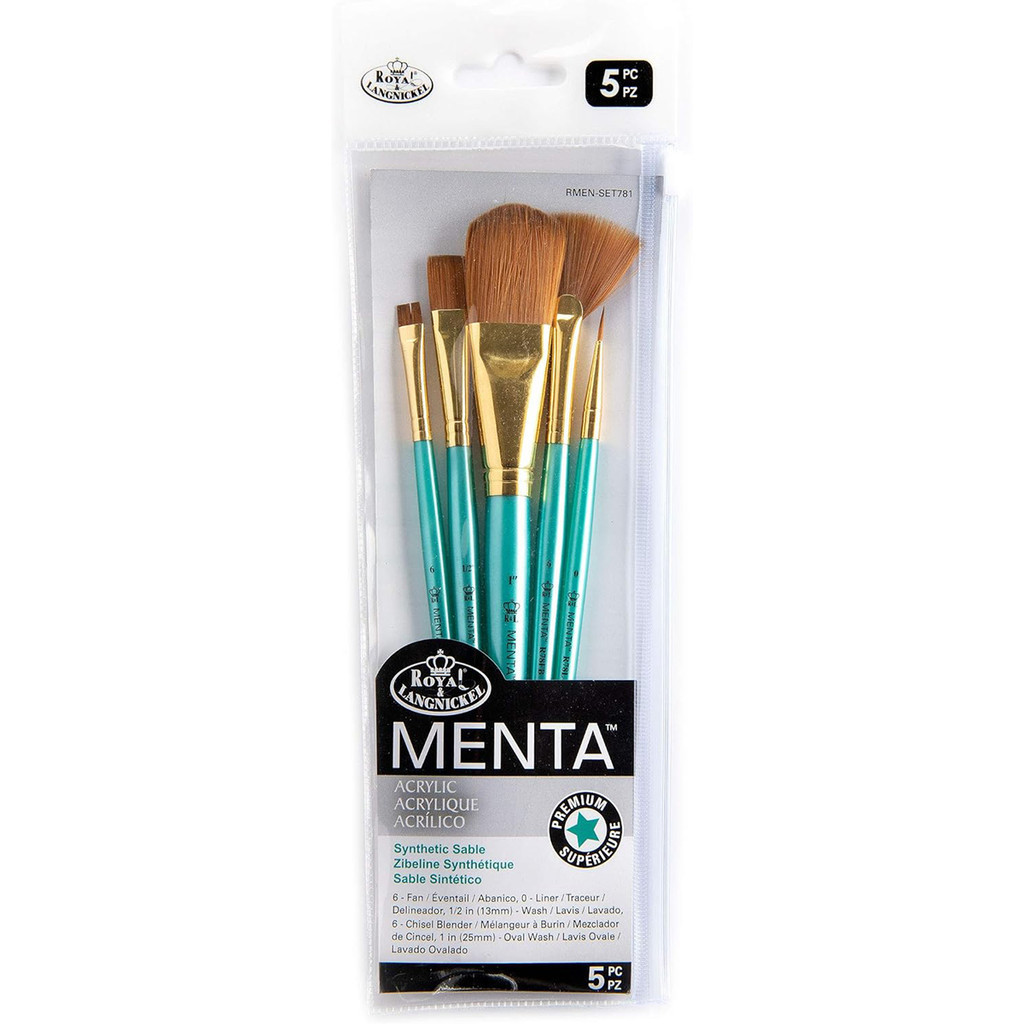 Kit Pincéis com 5 Peças Menta Series Brush Sets Acrylic Royal e Langnickel - Rmen-set781