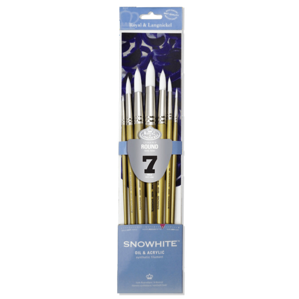 Kit Pinceis Cerda Branca com 7 Peças Snowhite Brush Sets Royal e Langnickel - Rset-4500