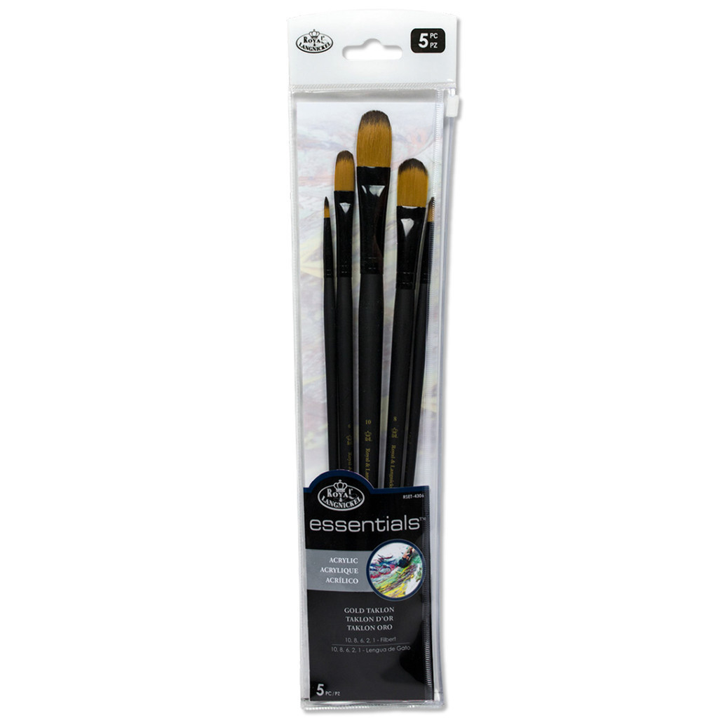 Kit Pincéis com 5 Peças Long Handle Essentials Brush Sets Acrylic Royal e Langnickel - Rset-4306