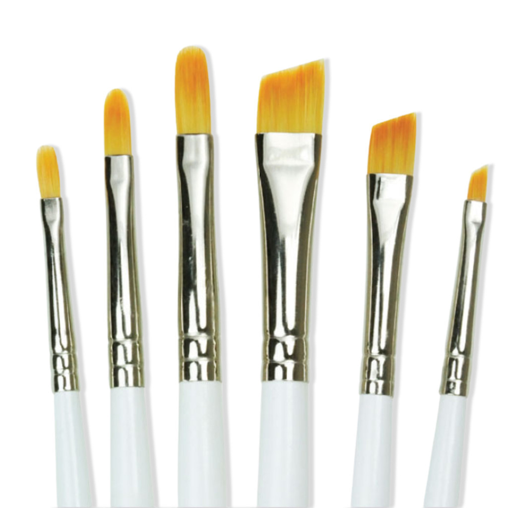 Kit Pinceis Brancos com 6 Peças Royal Gold Brush Sets Acrílico Royal e Langnickel - Rg-amf