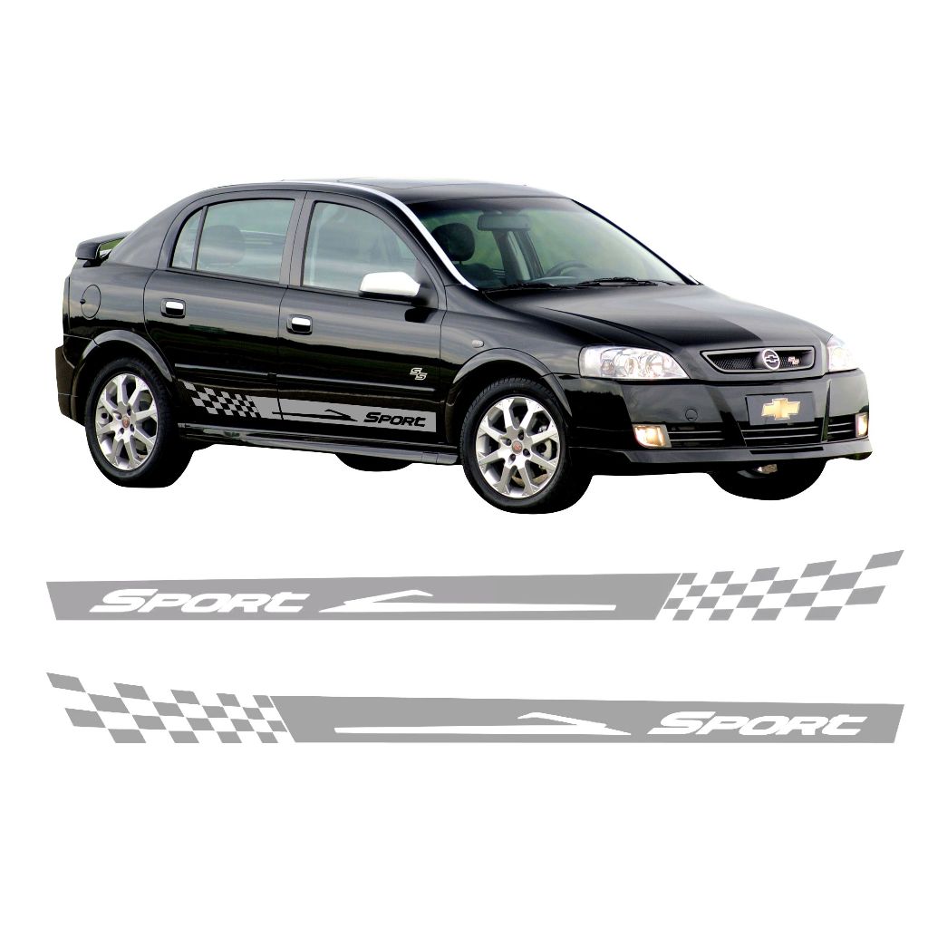 Adesivos Astra Faixa Lateral Sport Tuning 2 E 4 Portas Personalizado Prata Ch40