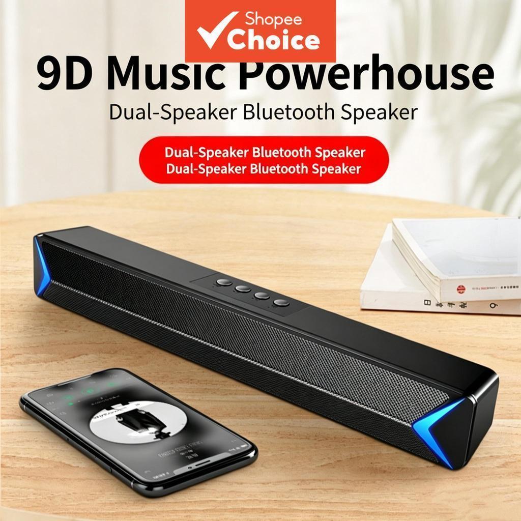 SADA Alto-Falante Para Computador Desktop Bluetooth Soundbar Long Strip Subwoofer De Duplo