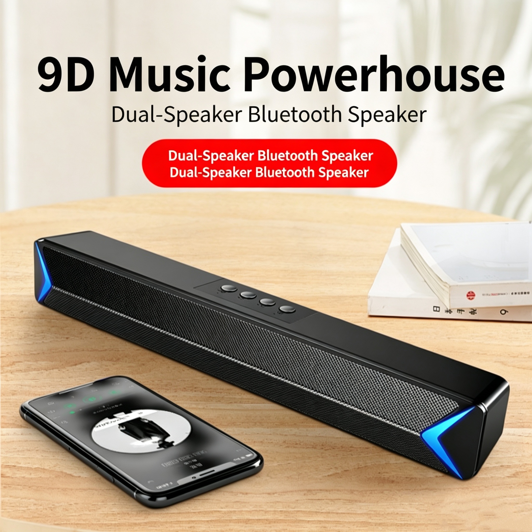 SADA Alto-Falante Para Computador Desktop Bluetooth Soundbar Long Strip Subwoofer De Duplo