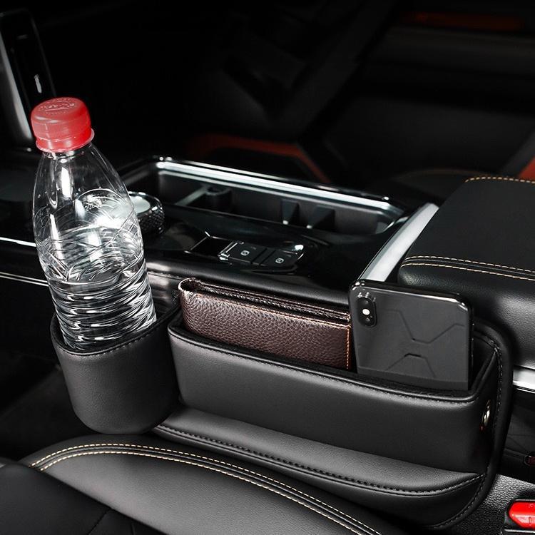 Console de Couro para Carro Organizador Lateral do Assento Multifuncional com Suporte Copo