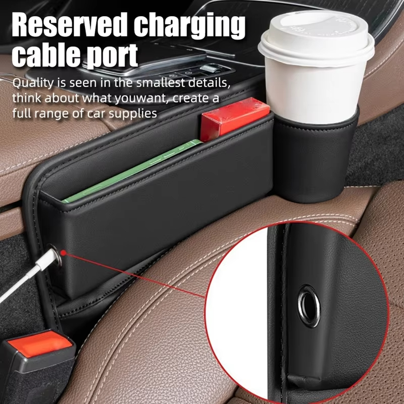 Organizador Lateral de Carro de Couro Assento com Suporte Copo Console Multifuncional