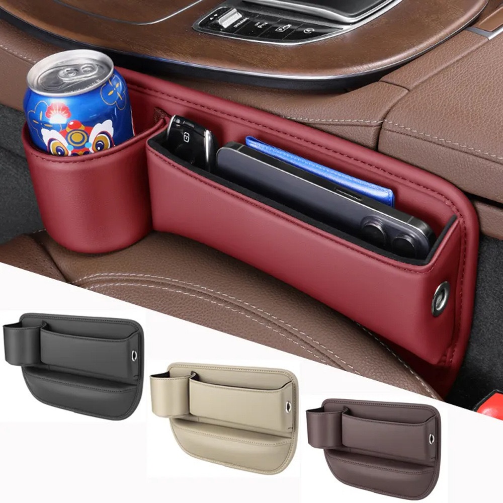 Console de Couro para Carro Organizador Lateral do Assento Multifuncional com Suporte Copo