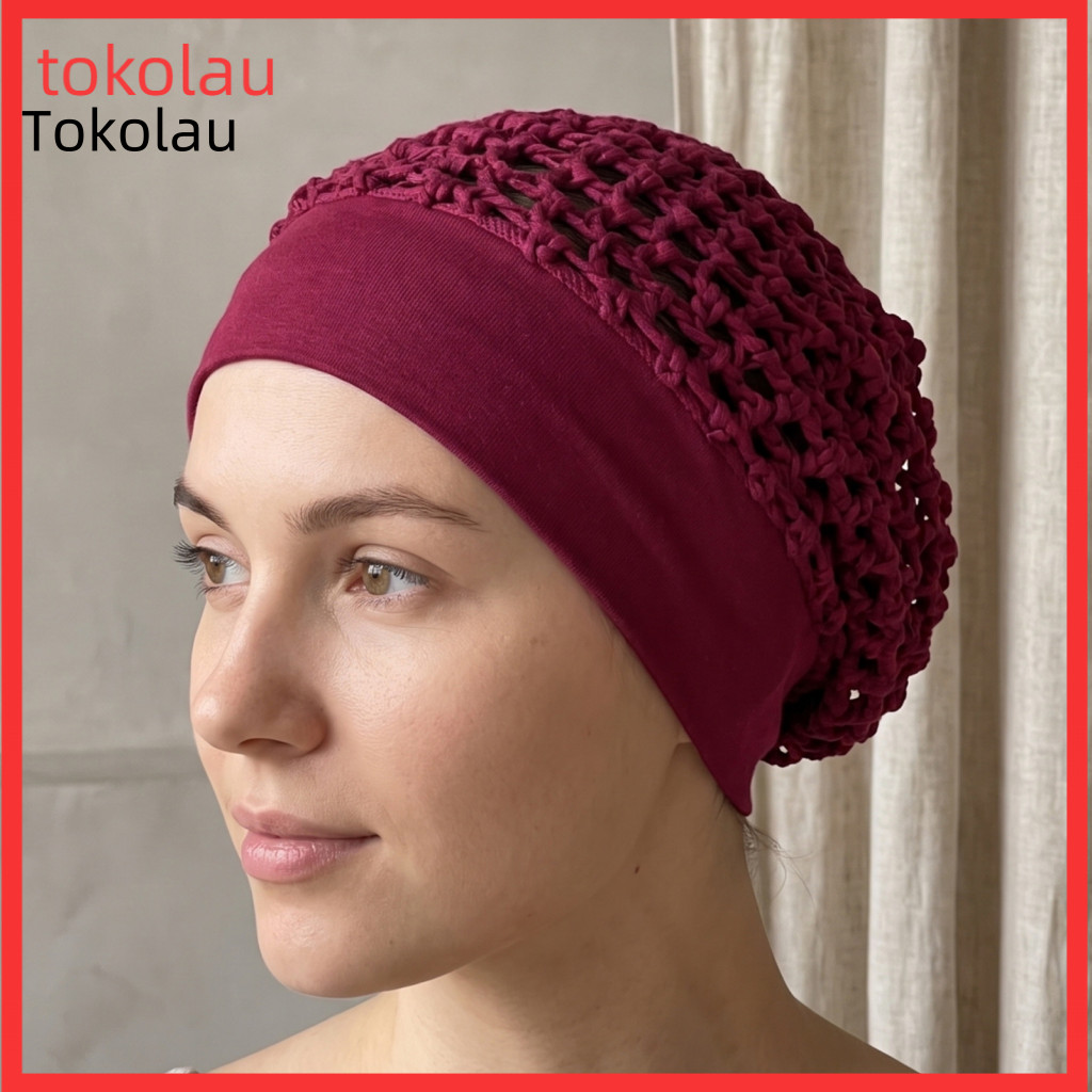 Chemotherapy Cap for Hair Loss Breathable Mesh Wig Women’s Crochet Hairnet with Wide Elastic Band – Knit Snood Hat N