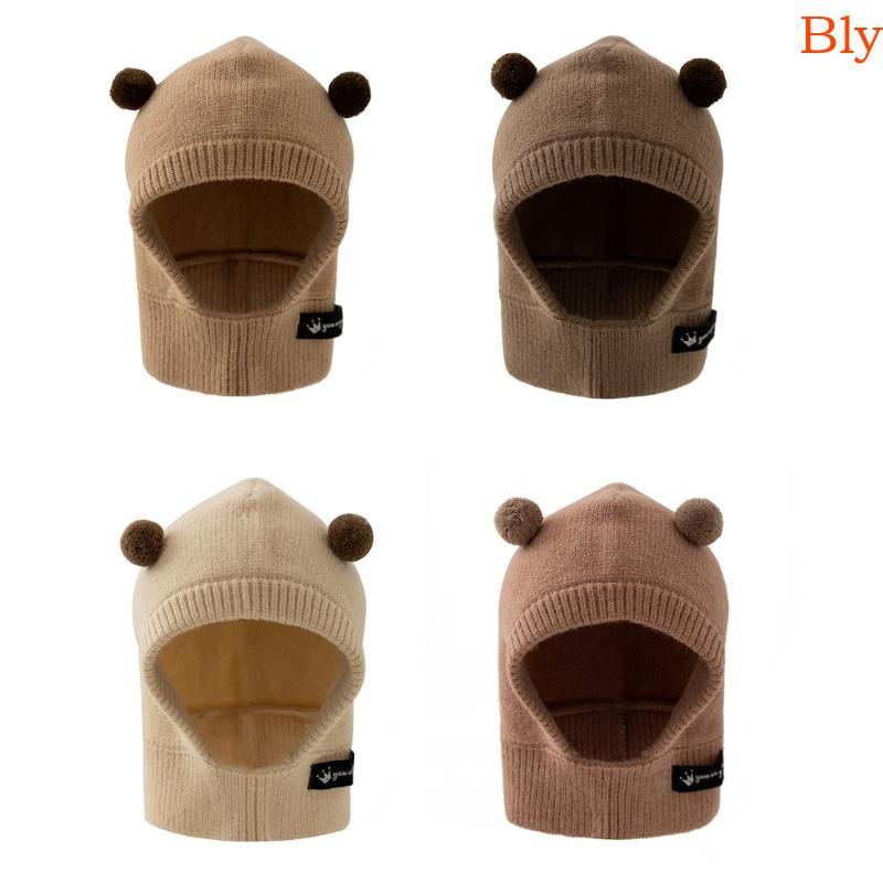 Bly Lovely Baby Knit Hat Pom Projetando Lenço Integrado Aquecedor Elegante