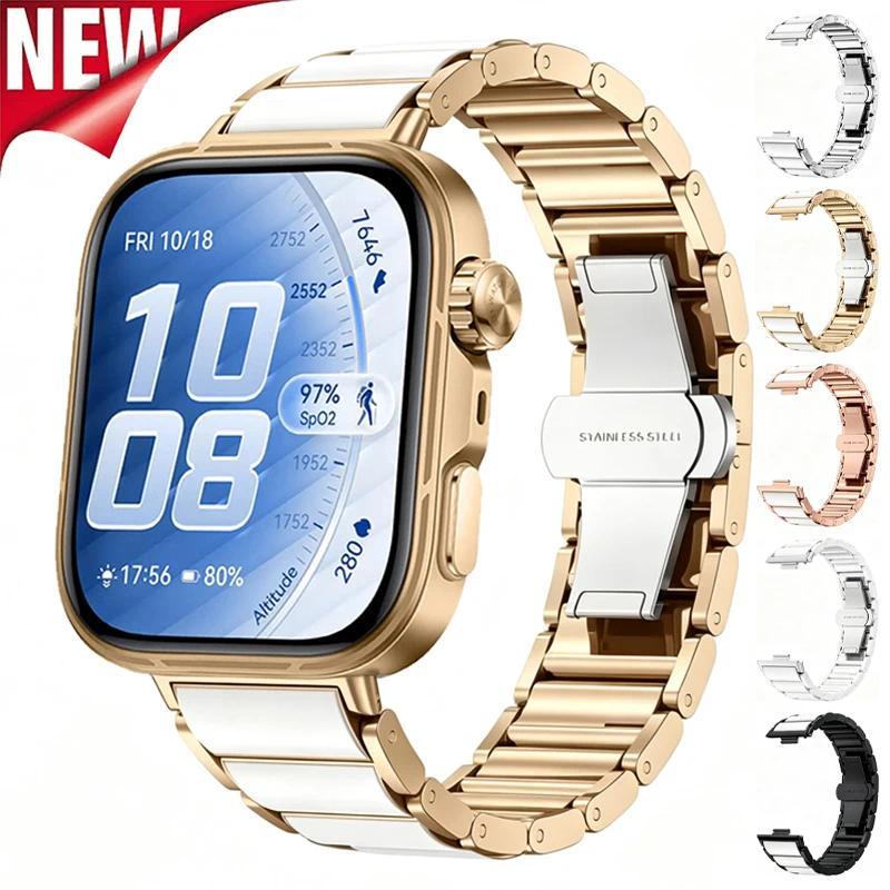 Pulseira De Metal De Cerâmica Para Huawei Watch Fit 5 Fit5 Pro Aço Inoxidável Fit3 4 4Pro