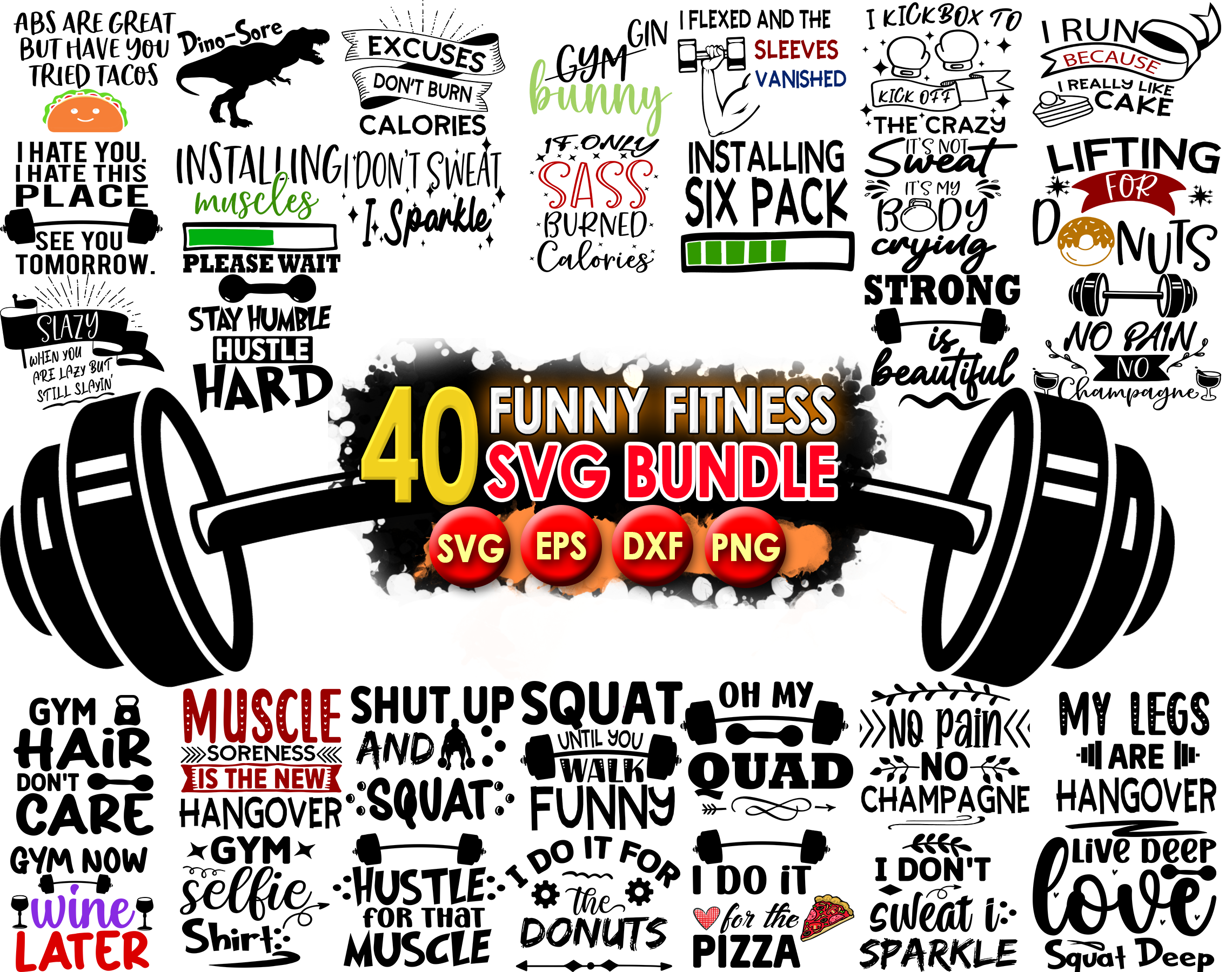 Fitness SVG Bundle, Gym SVG Bundle