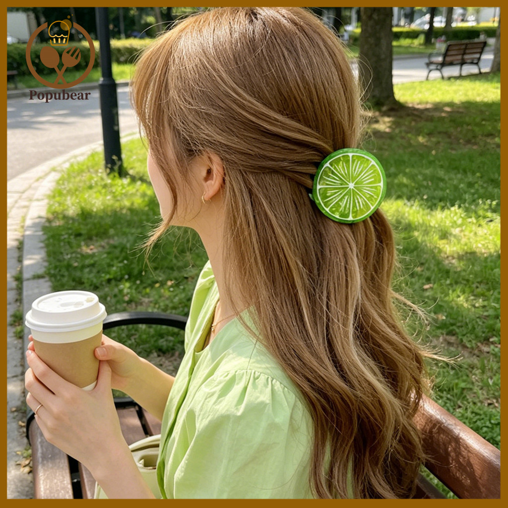 Spring Claw Clip Fruit Shape Hair – Orange Lime Non-slip Strong Hold Round Clamp Cute and Durable Accessories for Wome