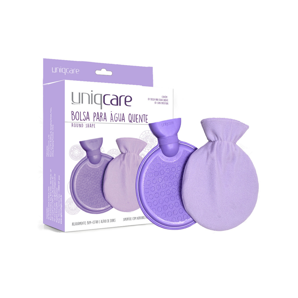 Bolsa para Água Quente Com Capa Uniqcare Round Shape 800mL Lilás Uniqmed