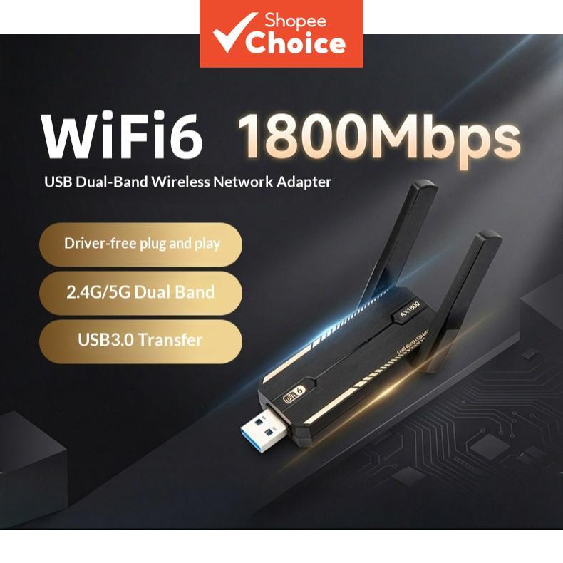Adaptador AX1800 Wifi 6 USB3.0 Banda Dupla 2.4Ghz Até 5Ghz Receptor USB Dongle Placa De Rede Wi-Fi Sem Fio Para Computad