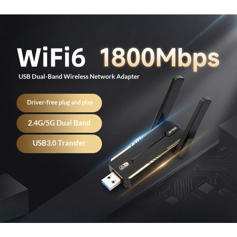 Adaptador AX1800 Wifi 6 USB3.0 Banda Dupla 2.4Ghz Até 5Ghz Receptor USB Dongle Placa De Rede Wi-Fi Sem Fio Para Computad