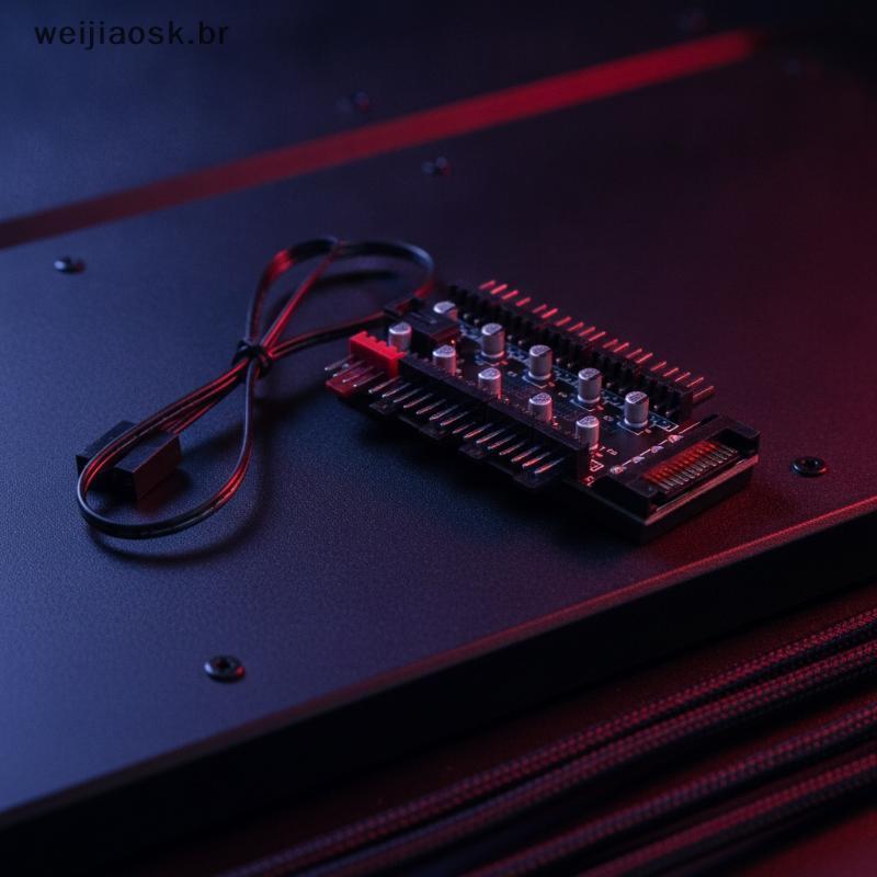 wei 4Pin 10 Portas SATA Powered PWM PC Fan Hub Controlador Divisor Para Caso Controle De Velocidade Do Ventilador br
