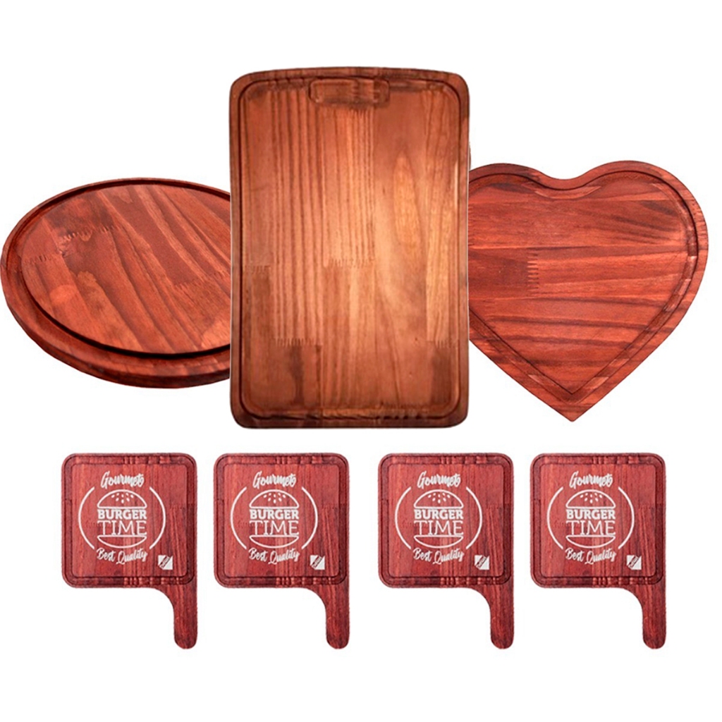 OFERTA 10.10 KIT 7 Tábuas de Madeira Rústicas para Frios, Queijos, hamburguer, Mesa Posta
