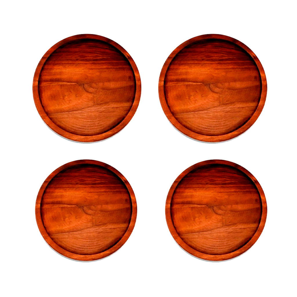 OFERTA 10.10 KIT 4 Bandejas Redonda de Madeira Rustica para Forma de Pizza de 40cm