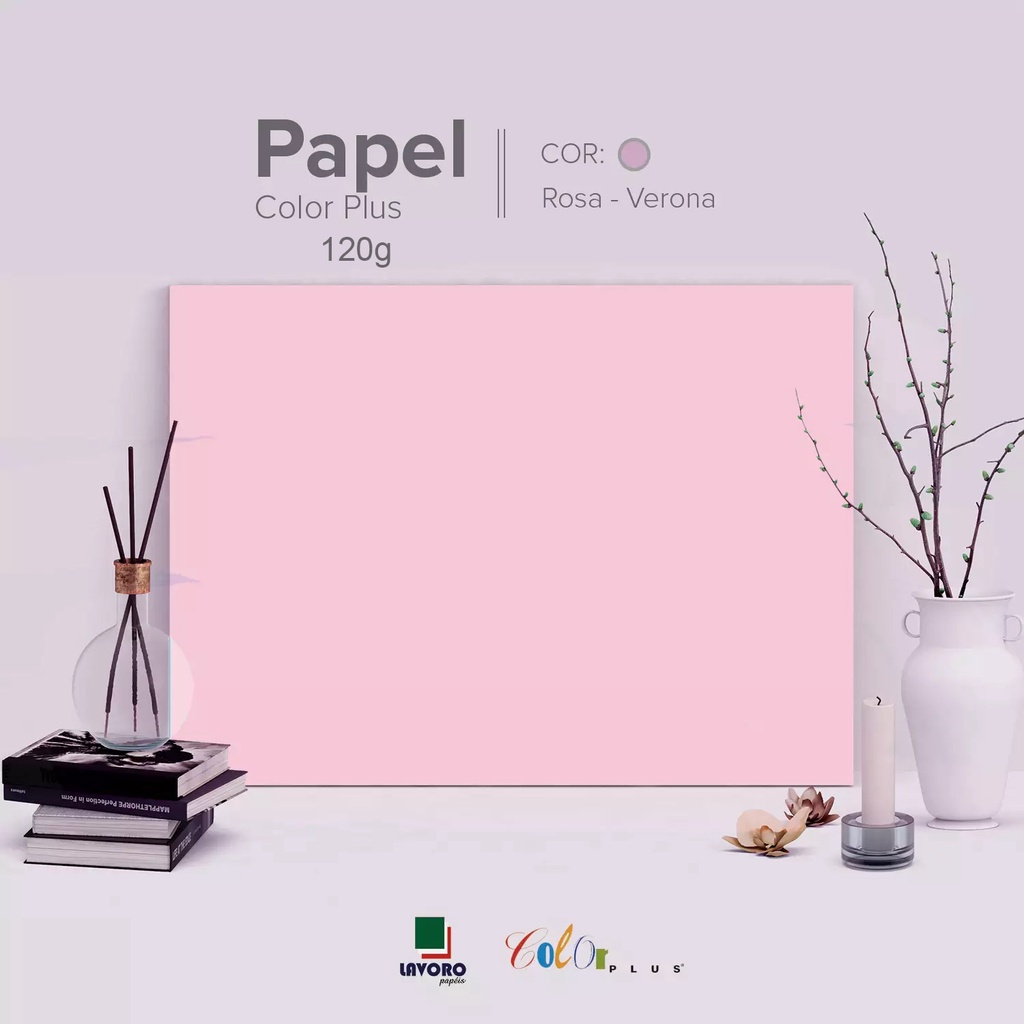Papel Color Plus 120g A4 - Rosa Bebê (Verona) - 27 Folhas