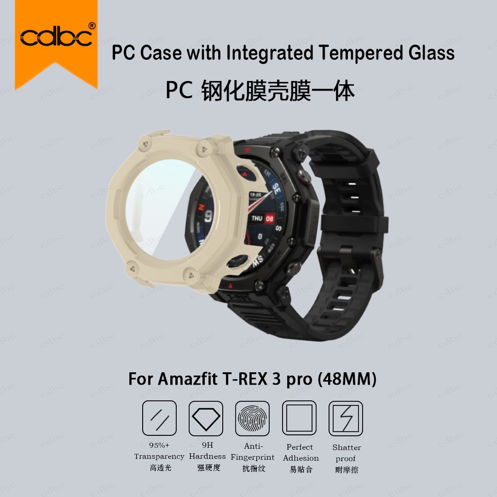 Capa Multifuncional cdbc PC Com Vidro Temperado Para Amazfit T-REX3pro 48MM/Rex Ultra2 , Completa À Prova De Choque E Re