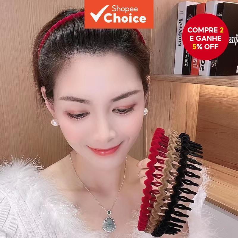 Grampo de cabelo coreano com faixa de cabeça flocada de dente acessórios de cabelo femininos