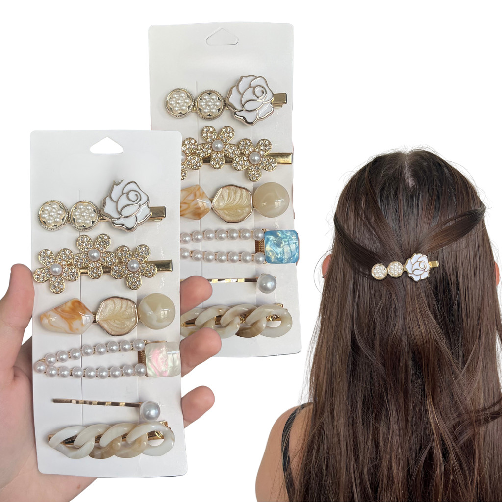 Kit 12 Peças Grampo Clip Enfeites Pedras Strass Feminina Para Cabelos Presilhas Luxuosa