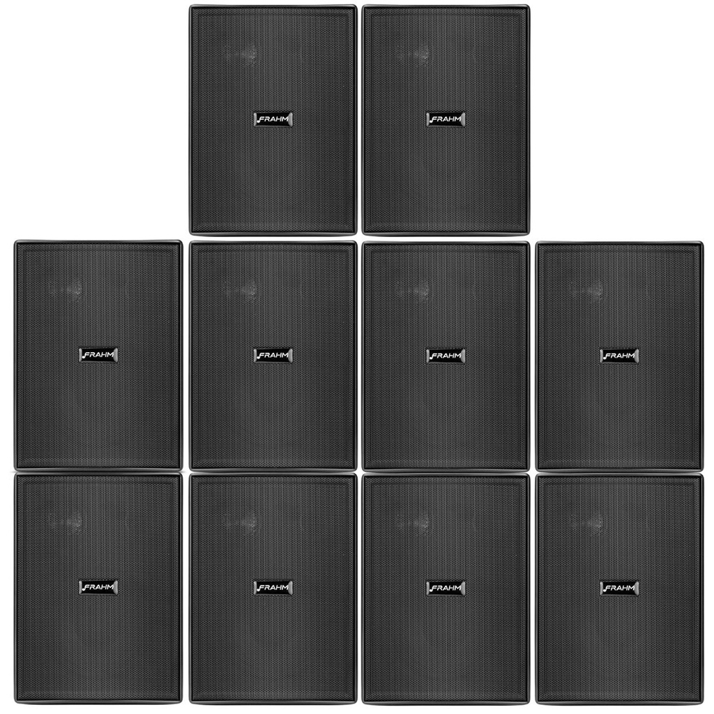 Kit 10 Caixas Acústicas Frahm PS200 New Passiva Preta - 30 Watts Rms