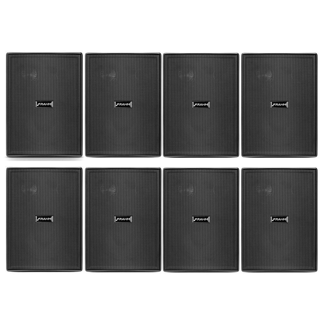 Kit 8 Caixas Acústicas Frahm PS200 New Passiva Preta - 30 Watts Rms