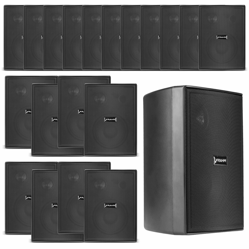 Kit 20 Caixas Acústicas Alto Falantes Frahm PS200 New Passiva Preta 30 Watts Rms
