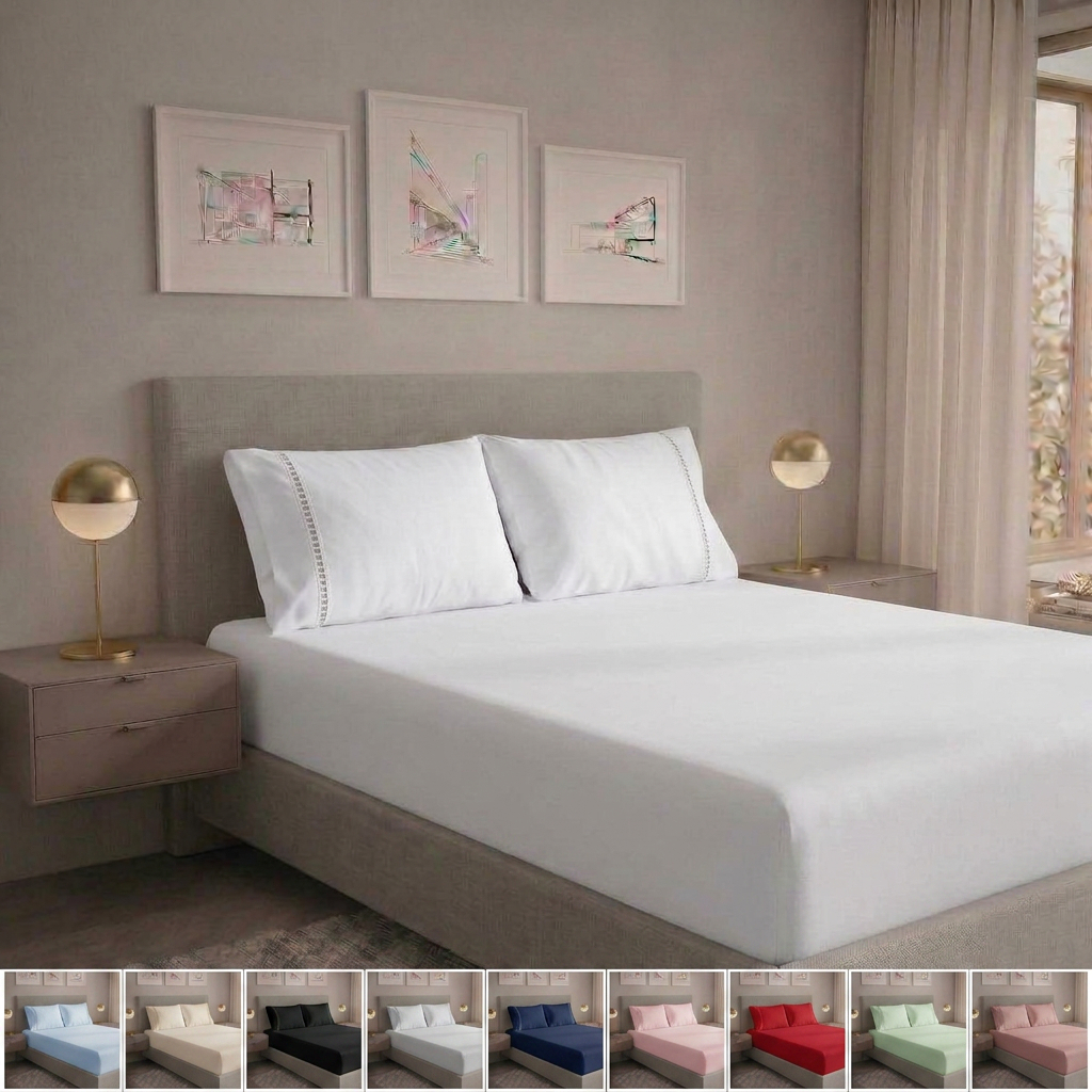 Jogo de Lençol para Cama King 3 Peças Micropercal 400 Fios Ponto Palito Luxo