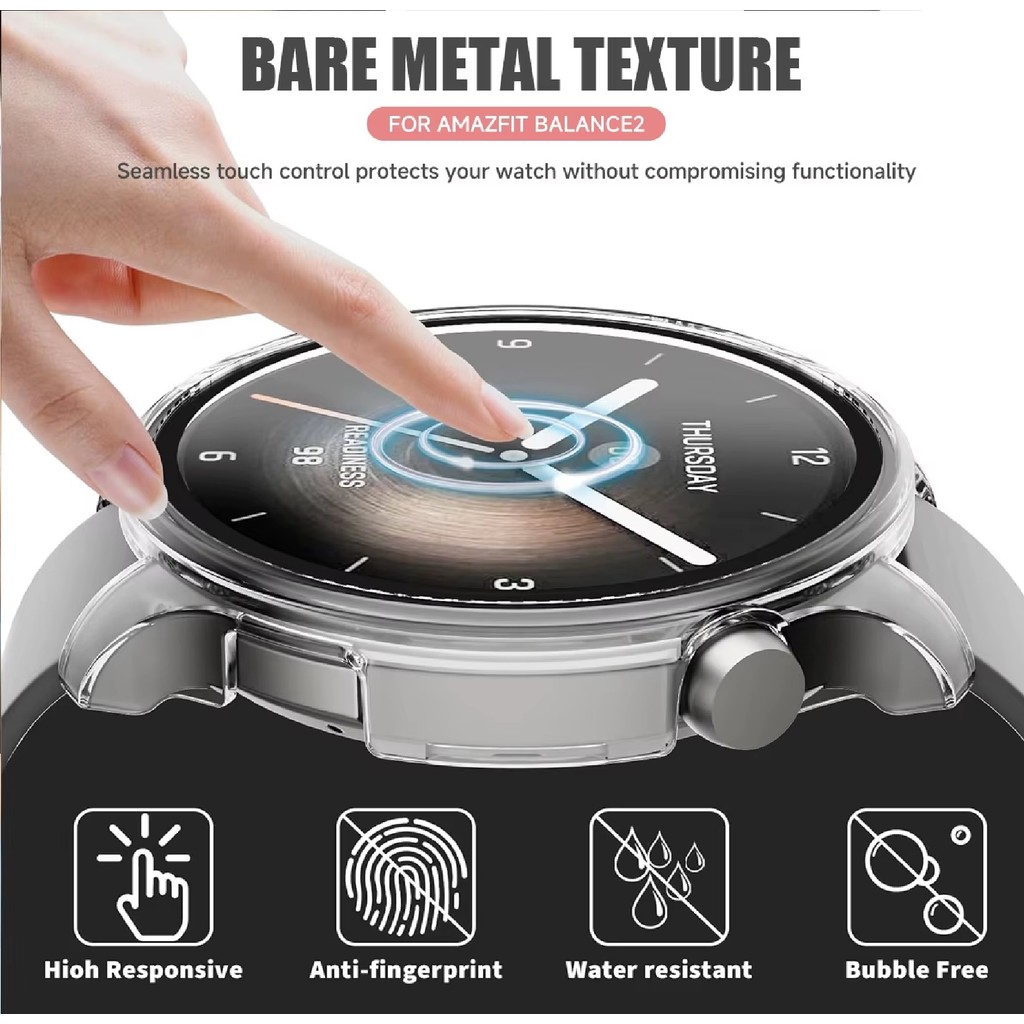 Capa Capinha Acrilica 360 2 Em 1 Bumper Para Smartwatch Relogio Amazfit Balance 2
